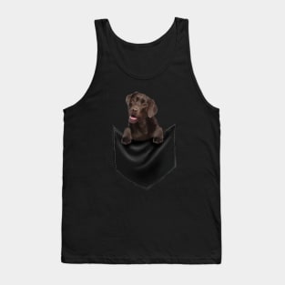 Brown labrador Retriever Dog inside Pocket, Lab Dog Love Tank Top